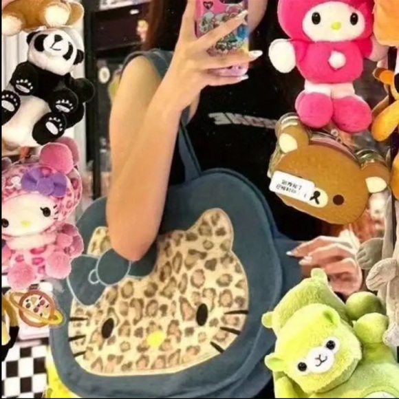 🆕 Hello Kitty Leopard Denim Tote Bag, Canvas Shoulder Large Capacity Women's - Picture 5 of 10